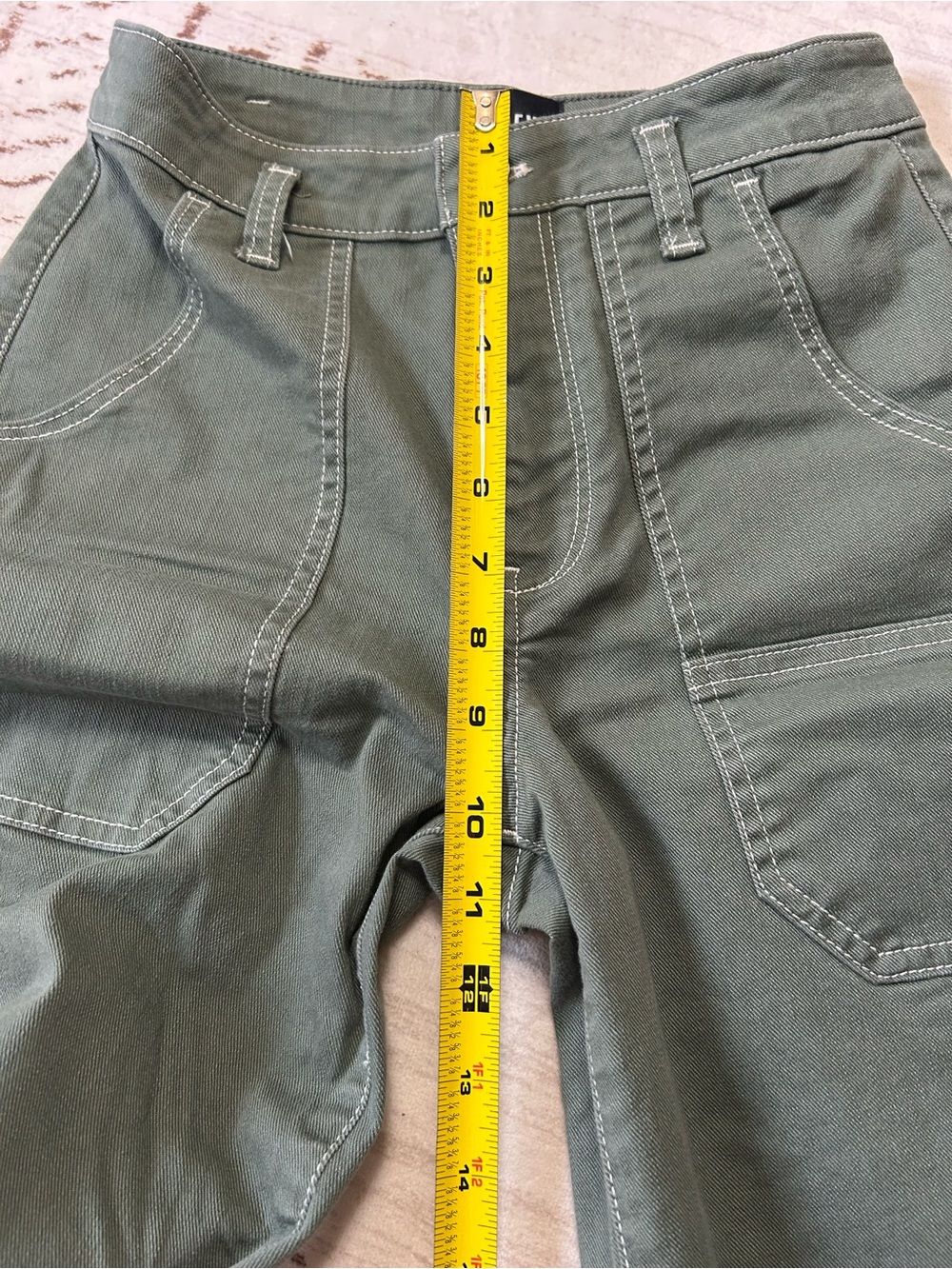 Maeve Anthropologie Olive Wide Leg Utility Carpenter Pants 25 Old Money Luxury - Picture 12 of 14